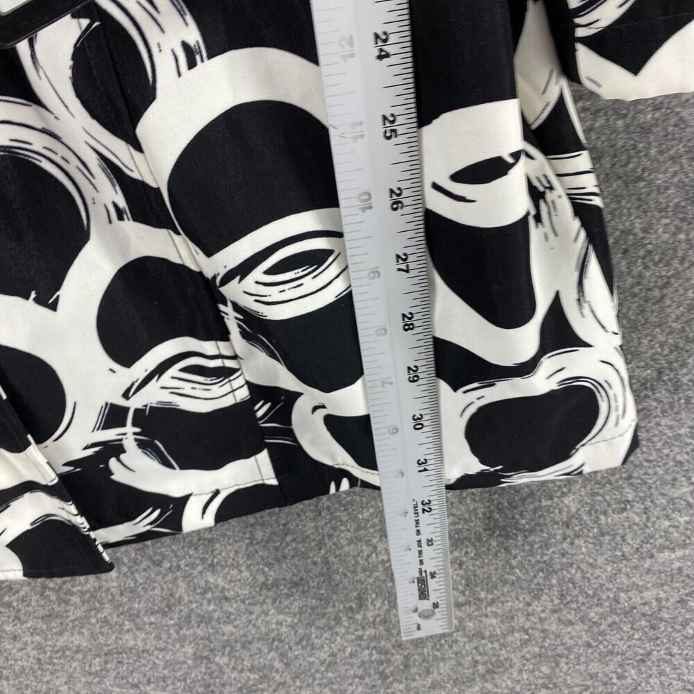 MetroStyle Coat Women 8 Black Geometric Collared Belted Long Sleeve Button Lined - Picture 7 of 8